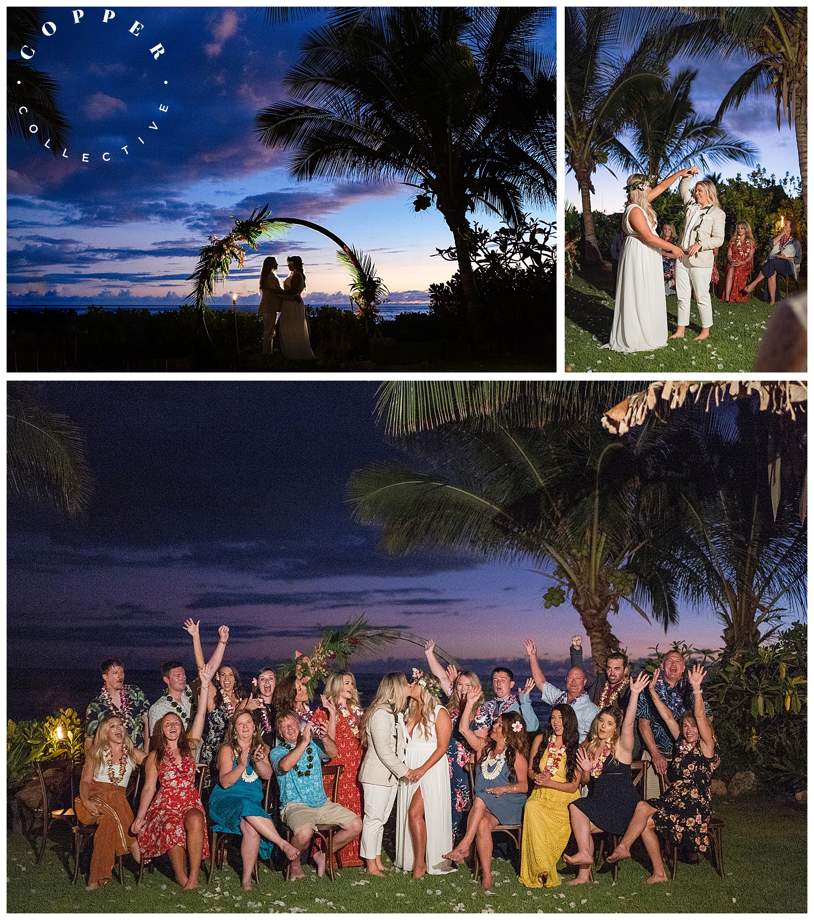 Wedding day group photo on Oahu