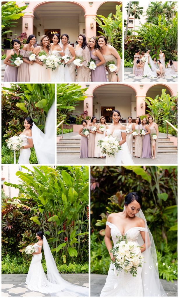 A Bride and her Bridesmaids at the Royal Hawaiian Hotel Waikiki
