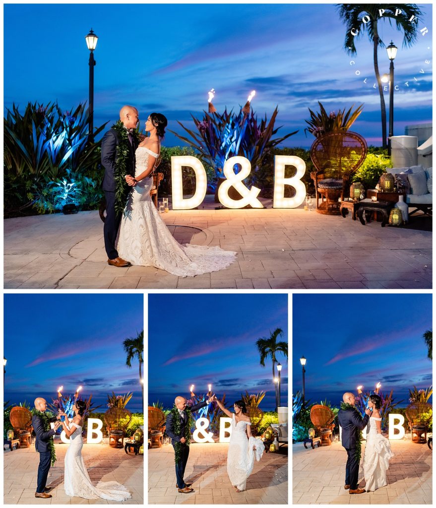 Bride and Groom photos on Waikiki Beach Moana Surfrider Hotel