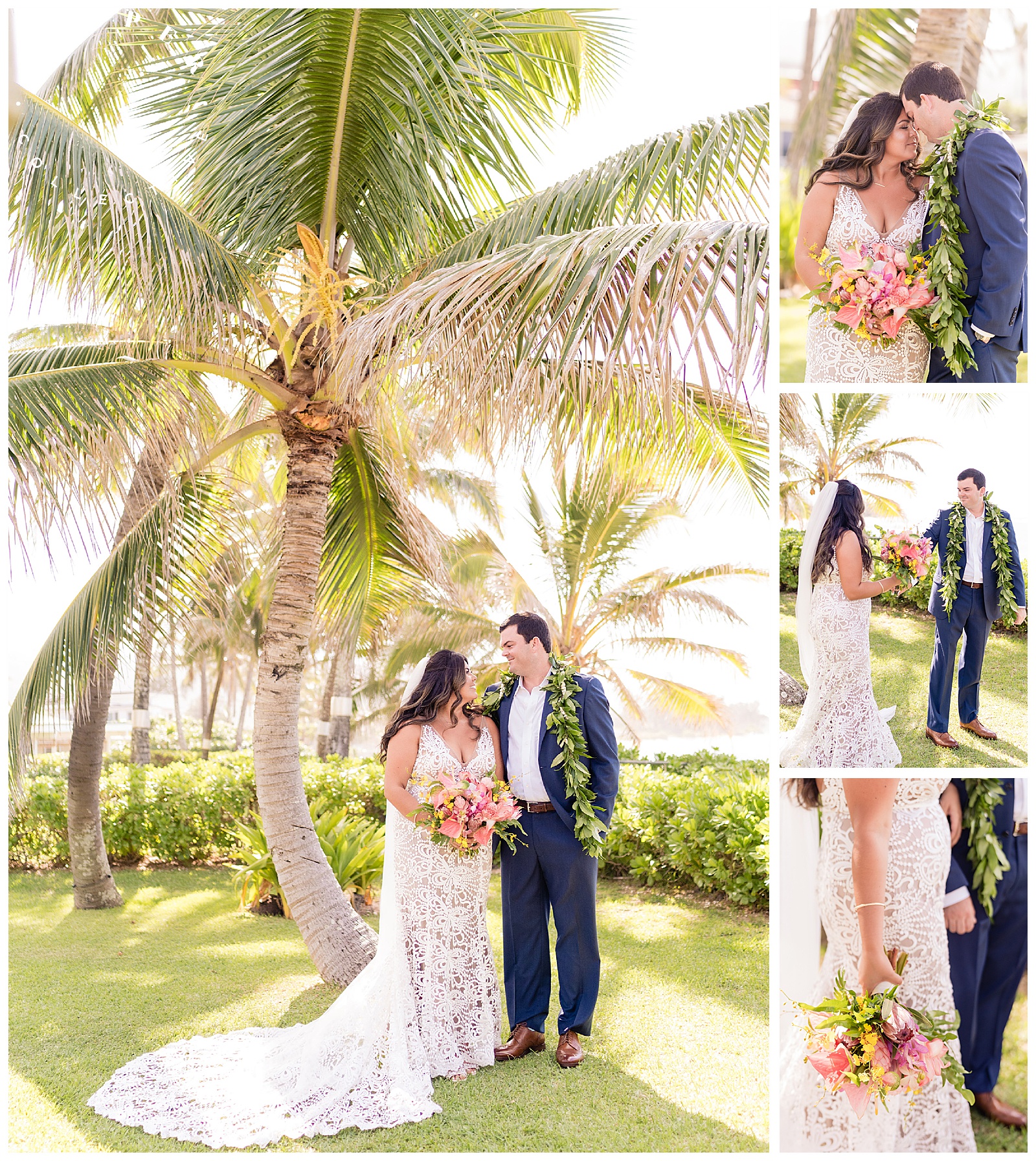 A bride and groom on Oahu Hawaii First Look