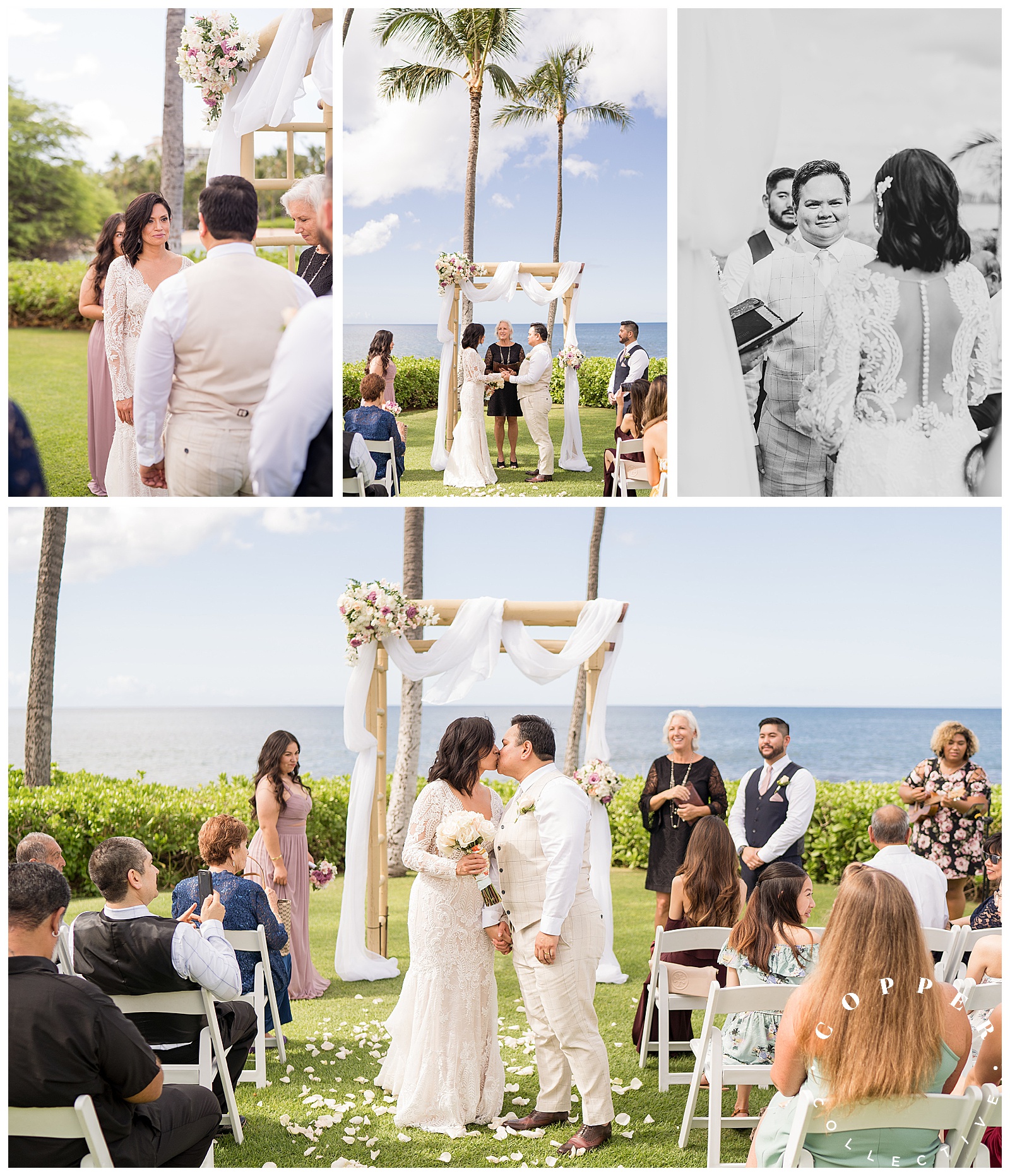 Same Sex Wedding Ceremony at Paradise Cove Luau, First Kiss
