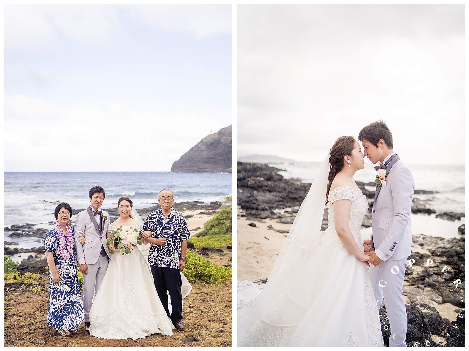 family photos on oahu wedding day makapuu beach park